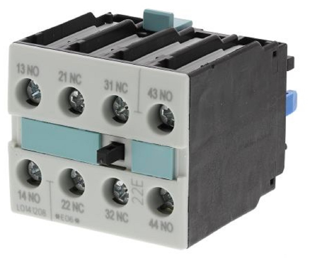 Siemens 3RH1921-1HA22 Auxiliary Switch Block for Contactor, S0-S12 Size, 4 Pole, NEW