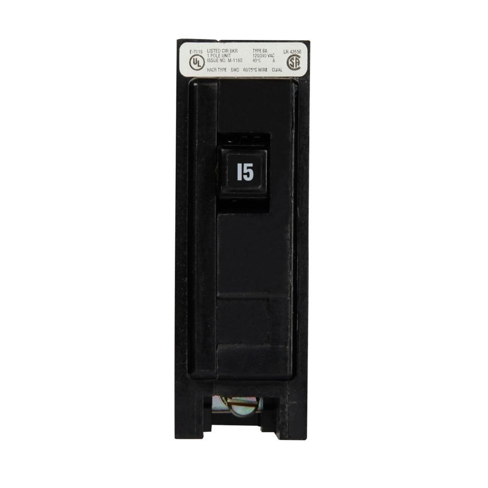 Eaton BAB1015 BAB Thermal Magnetic Circuit Breaker, 1-Pole, 15A, NEW