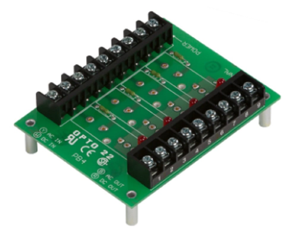 Opto 22 PB4 G1 4-Channel I/O Module Rack with 2 Barrier Strips, Refurbished