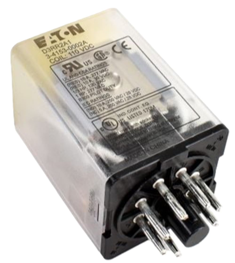 Eaton D3RR2A1 General Purpose Cube Relay, 110VDC Coil, DPDT, Octal, NEW
