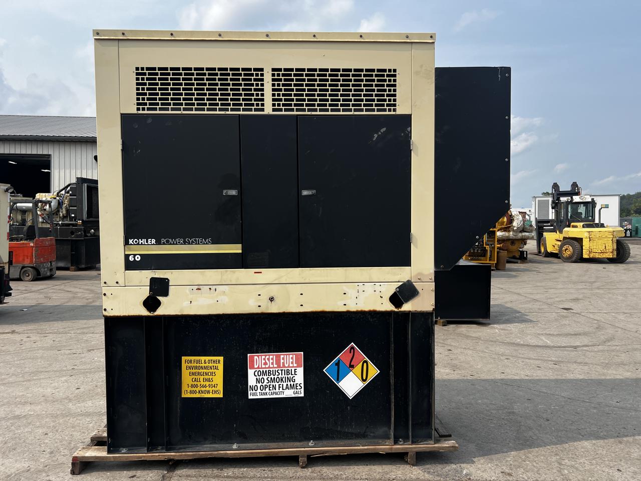 60 KW Kohler #60REOZJB, Diesel Generator Set, 120/240 Volts, 1800 RPM, 4.5 liter John Deere engine, circuit