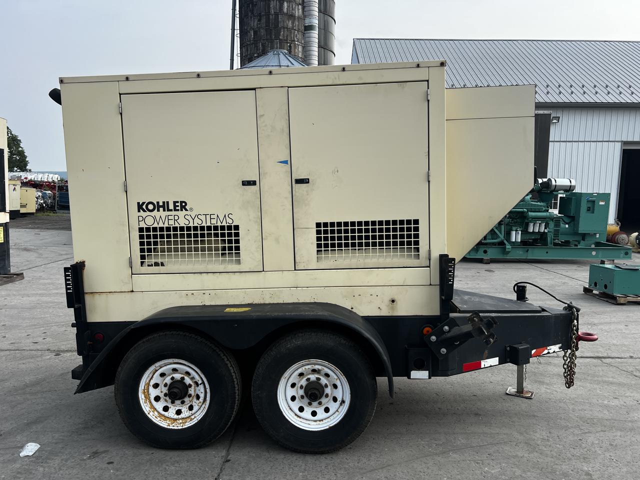 60 KW Kohler #60REOZJB, Diesel Generator Set, 277/480 Volts, 1800 RPM, 4.5 liter John Deere engine, trailer