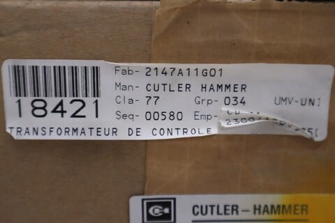 Cutler-Hammer #2147A11G01, Control Transformer, NEW