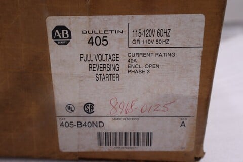 Allen-Bradley #405-B40ND, Motor Starter, 600 Volts