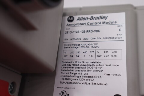 Allen-Bradley bradley 281g-f12s-10b-rrg-cbg /c amorstart module 280g-fs-10-rg stk 2910