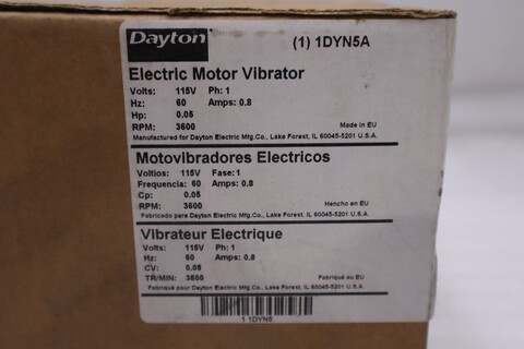 NEW HP DAYTON RPM 1DYN5A Electric Motor Vibrator 115 VAC 3600 RPM Single Phase #H190