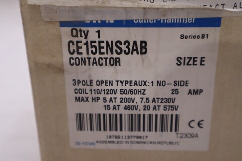 Eaton CE15ENS3AB Contactor - Size E - 3 Pole - 110/120V 50/60Hz - STK GF537A