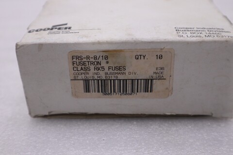 BOX OF 10 Bussmann Fusetron FRS-R-8/10 Dual Element Time Delay Fuse - STK 5841A