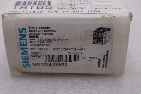 Siemens 3rt1024-1ak60 contactor stock #k-3914a