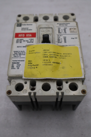CUTLER HAMMER EATON HFD3100 100A 3 Pole 65k Circuit Breaker STK CC226