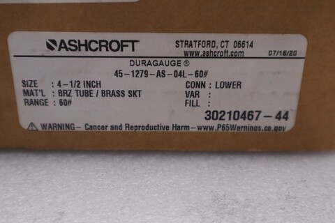 Ashcroft 45-1279-as-04l-60# 60psi 4-1/2" - new in box - stock gf1300