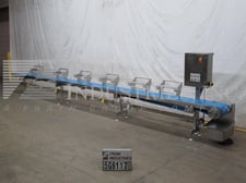 15-3/4" wide x 32.7' long, Grote, Stainless Steel belt conveyor, food grade, right hand