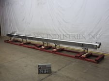 13-3/4" wide x 30' long, Whm Equipment Company WHM Equipment Co., Stainless Steel table top conveyor, 24"-28"