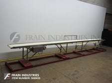24" wide x 30.1' long, Stainless Steel table top conveyor, Intralox style belt, 40"-45" infeed/discharge