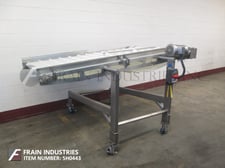 42" wide x 6.1' long, Stainless Steel conveyor, cleated Intralox belt, 40" infeed, 46" discharge, 1 HP drive