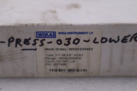 Wika 4277695 pressure gauge 111.25c 4.5" -30 inhg/30 psi - stock gf598a
