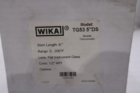 Wika tg53 5' ' ds thermometer stem length 6" 1/2" npt - stock gf419