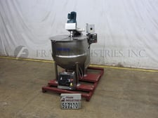 200 gallon J C Pardo & Sons, 316 Stainless Steel jacketed kettle, 100 psi, 46" diameter x 40" deep vessel