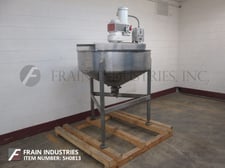 120 gallon 304 Stainless Steel, low pressure jacketed cooker cooler, 48" diameter x 24" deep, cone bottom