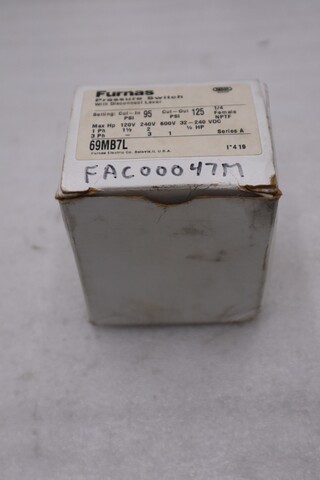 Furnas 69MB7L Pressure Switch with Disconnect Lever STOCK 6084