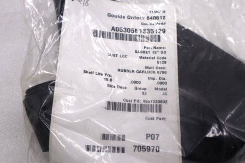 New Goulds a05305e1335129 rubber garlock 8798 gasket 13" 0d #l-472
