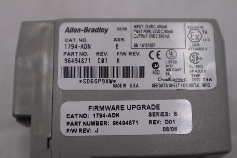 Allen Bradley 1794-ADN s/n B Flex DeviceNet Adapter 1794ADN STOCK B-1559