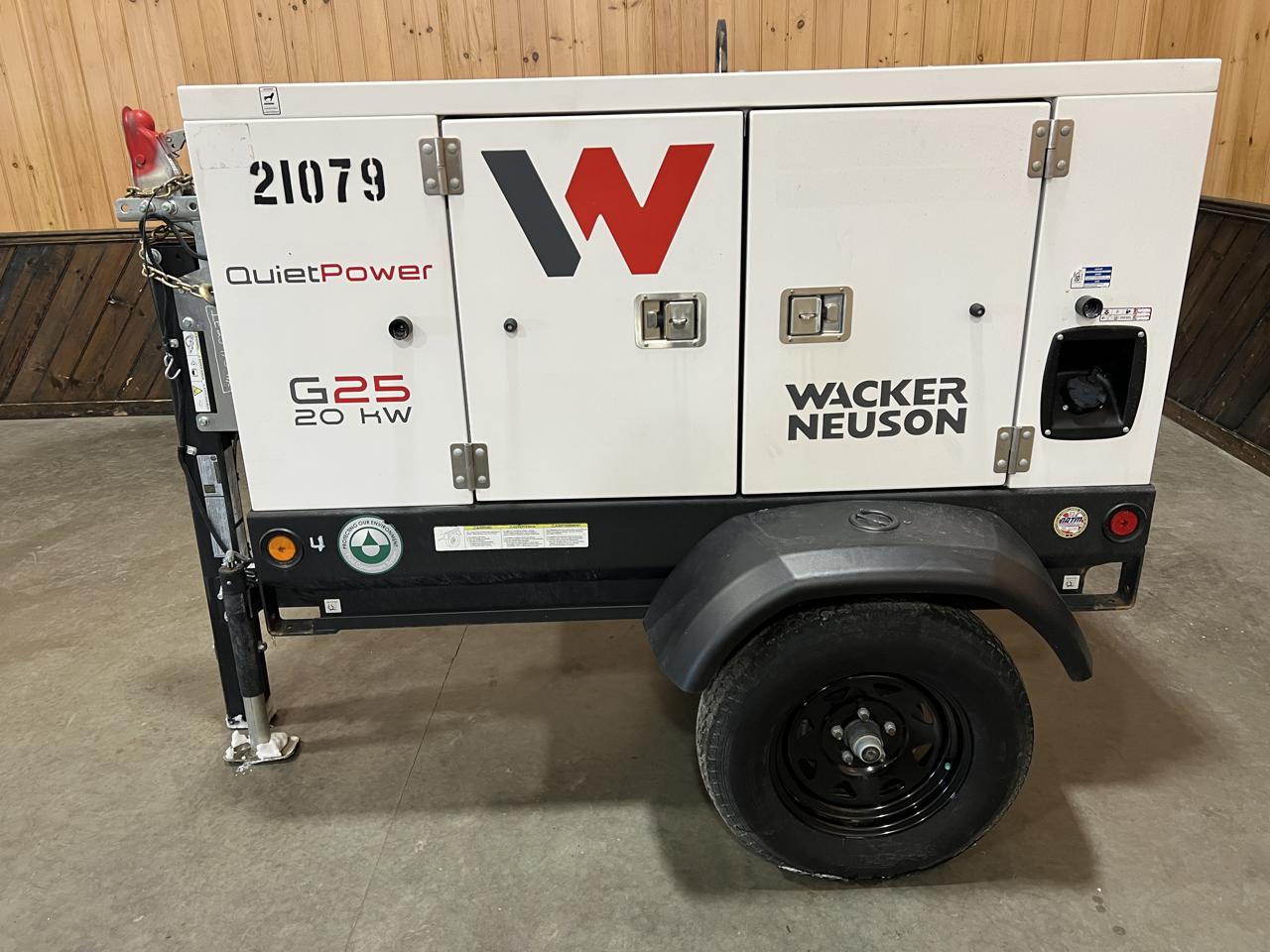25 KW Wacker Neuson #G25, diesel generator set, 240/480 Volts, 1/3 phase, Kohler engine, trailer mounted