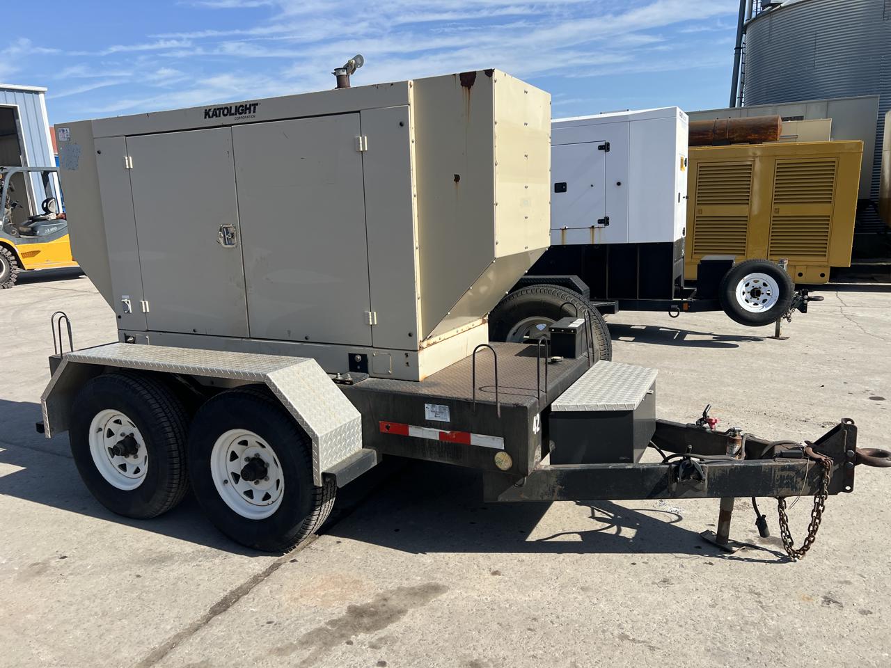 40 KW Kato light #D40FGJ4T2, diesel generator set, 120/240 Volts, 1/3 phase, 3.0L John Deere engine, trailer
