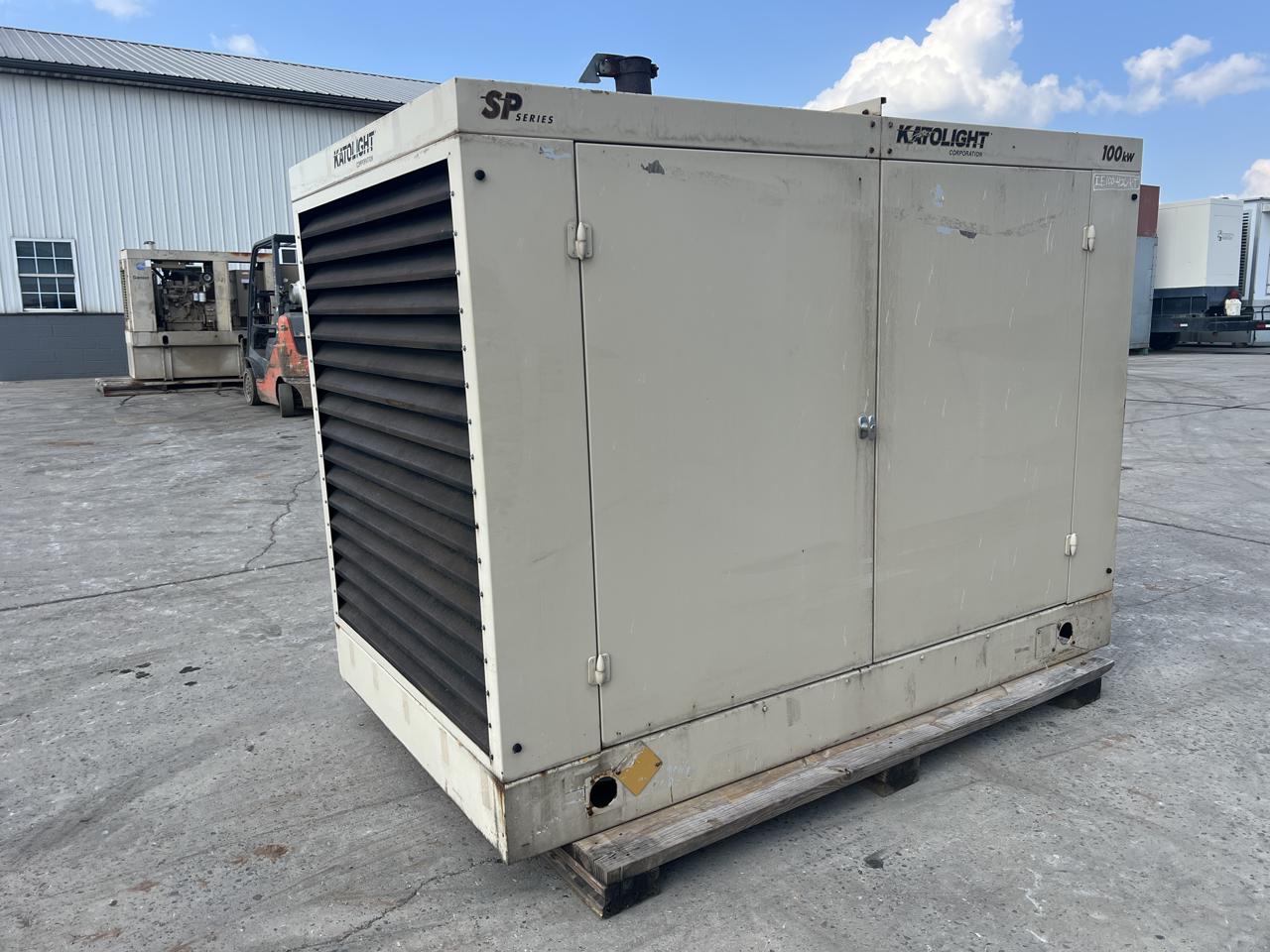 100 KW Kato light #100FPG4, NG/LP generator set, 120/208 Volts, 1/3 phase, 8.1L PSI engine, enclosed, 114