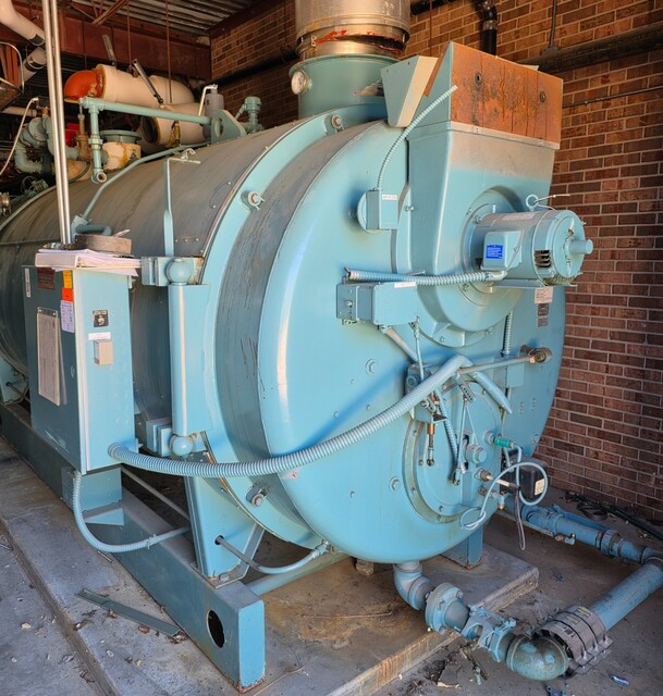 150 HP Cleaver-Brooks #CB-700-150-30, Hot Water Boiler, 30 psi, 6,276,000 BTU/HR, natural gas, 5 HP blower