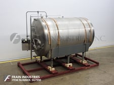 1500 gallon Cherry Burrell #CH, 304 Stainless Steel horizontal tank, 66" diameter x 100" straight wall, dish