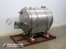 1500 gallon Cherry Burrell #CH, 304 Stainless Steel horizontal tank, 72" diameter x 80" straight wall, dish