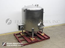 1000 gallon Cherry Burrell #CV, 304 Stainless Steel, single wall tank, 65" diameter x 80" deep with a 64"