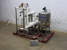 300 gallon 316 Stainless Steel mixing tank and heat exchange system, 44" diameter x 45" straight wall, dome