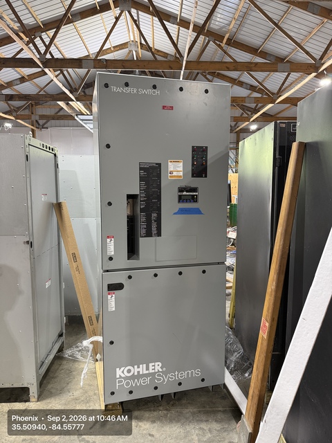 600 Amp. Kohler #KGS-DMTA-0600S, Automatic Transfer Switch, 480 Volts, 3-pole, 4-wire, open transition