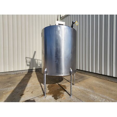 1000 gallon Perma-San vertical liquid tank, 304 Stainless Steel, 66" diameter x 72" straight side, 12 gauge