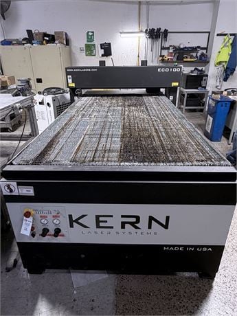 Kern #ECO-100, CNC CO2 laser, 150 watt, 52" x 100" work area, KT150 source, flying optics, 3" clearance