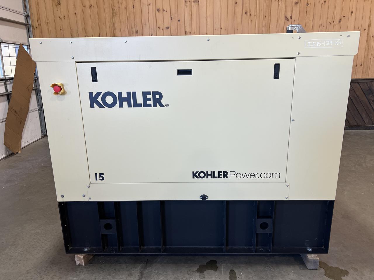 15 KW Kohler #15REOZK, diesel generator set, 120/240 Volts, 1-phase, sound attenuated enclosure, EPA Tier 3