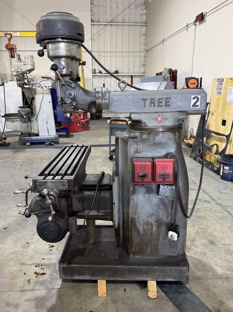 Tree #2UVR, vertical mill, 10.5" x42" table, approx. 25" X, 10" Y, 16" Z, 60-3300 RPM variable speed head