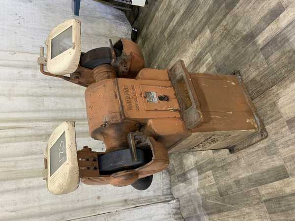 14" Hammond #14, double end pedestal grinder, 2-1/2" wheel width, 24" wheel centers, tool rest, eye shields