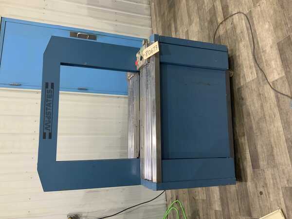 Midstates Delta #1181, strapping machine, 28-1/2" x 24-1/2" opening, 34" x 26" table, electric foot pedal
