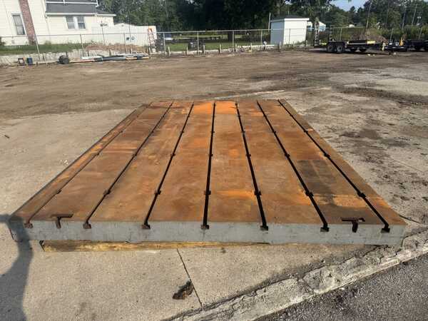 120-1/2" x 186" x 8", T-slotted floor plate, (7) T-slots, 7/8" slot top width, 2-1/2" bottom width, 18" slot