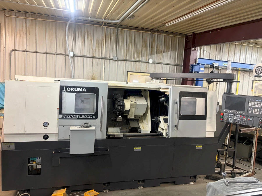Okuma #Genos-L3000e-M, CNC lathe, 20.4" swing, 40" centers, 8" chuck, 2-1/2" bar, live tooling, 12 turret, 30
