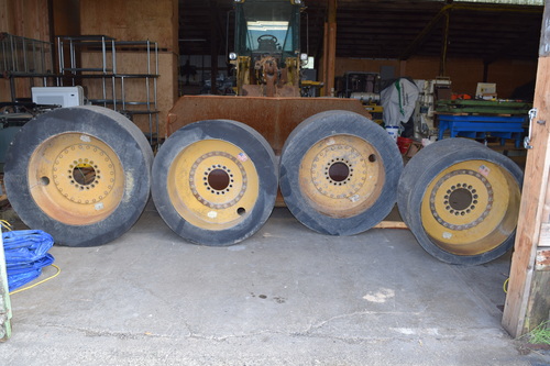 20-3/4" width Setco #R74754, Solid Cushion Tire Wheels, 34" inside diameter, 9-1/2" center hole, fits