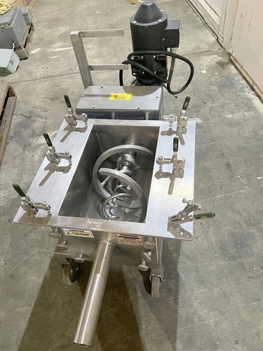 Acrison #105Z-E, Stainless Steel Ribbon Volumetric Feeder, double concentric auger metering, 1 HP, 460 V., 3