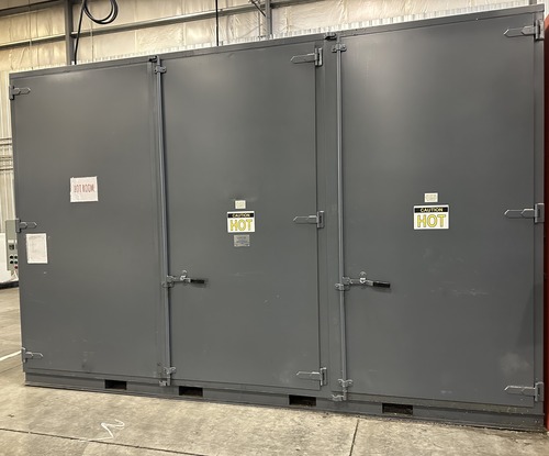 62" width x 116" H x 180" L Sahara #20E24-CS, Walk-in Drum & Tote Oven, 300&deg;F, 30 KW, (24) drum or (6) tote