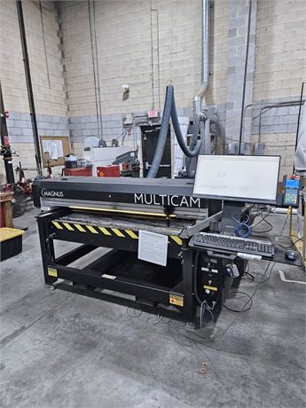 Multicam #Magnus-510HD, CO2 laser, 62" x 122" work area, 450 watt, 2000 lb. table capacity, chiller, vision