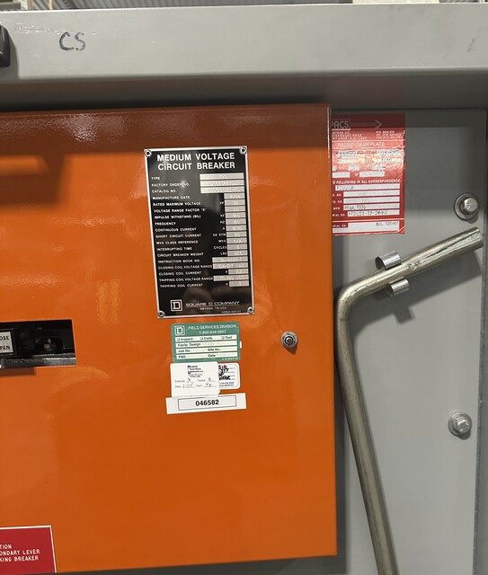 1,200 Amps, Square D, PACS-3AH3-40-1200-104, Electric Vacuum Circuit Breaker, 38,000 Volts, (14 available)