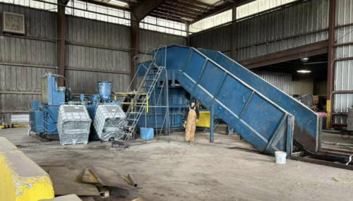 Harris #HRB-82W-BR-BD, 2-Ram Baler, auto-tie system, infeed conveyor