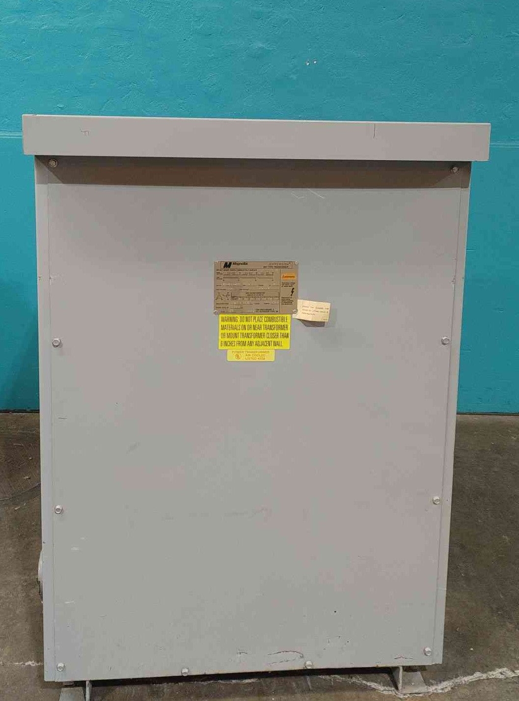 300 KVA 480 Primary, 208Y/120 Sec, MagneTek Jefferson, Dry Type Transformer, NEMA 3R, 3PH
